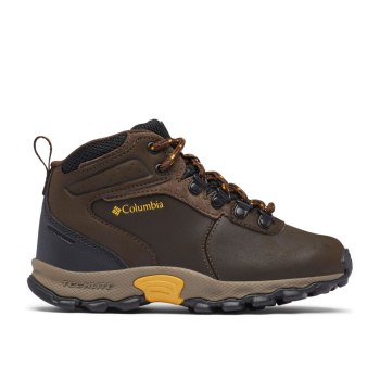 Columbia Newton Ridge Waterproof Wide, Botas De Montaña Marrom Oscuro Dorados Amarillos Para Niño |